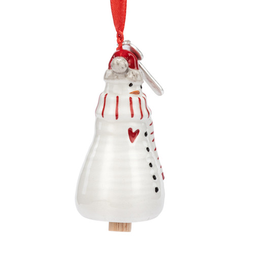 Kindness Snowman Red Heart Mini Bell Ornament - 1.5x3in slide 