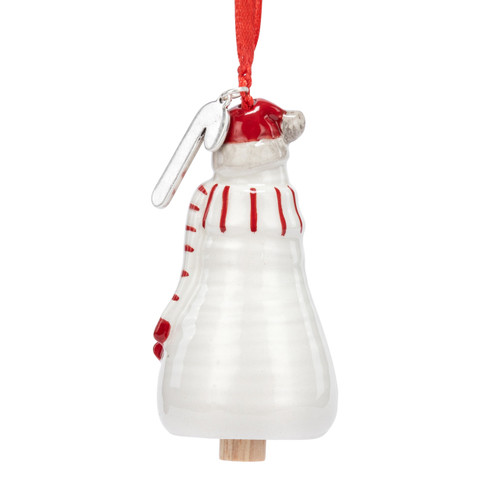 Kindness Snowman Red Heart Mini Bell Ornament - 1.5x3in slide 