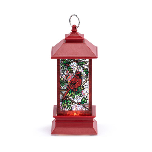 Red Cardinal Lit Lantern - 2x5in slide 