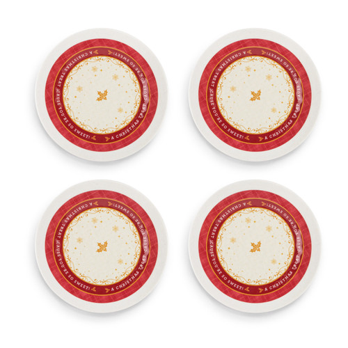 Scroll and Plaid Melamine Appetizer Plates Set of 4 - 6.5in slide 