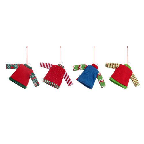 Christmas Sweater Lit Ornaments 4 Assorted - 8x5in slide 