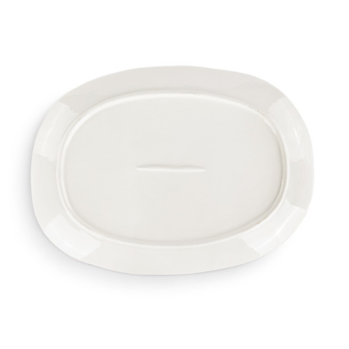 Snowman Red Heart Cream Ceramic Platter - 15x11in slide 