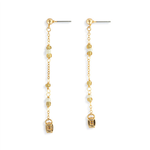 Beaded White/Gold Earrings - 25.5x26.5mm slide 