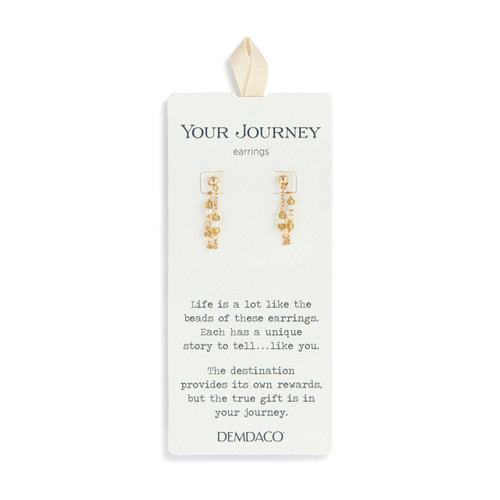 Beaded White/Gold Earrings - 25.5x26.5mm slide 