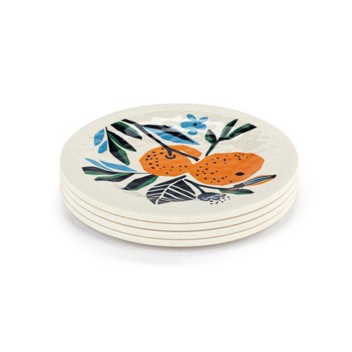 Citrus Blooms Bamboo Melamine Appetizer Plates Set of 4 - 6.5in slide 