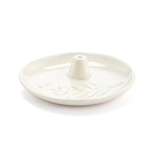 Cream Botanical Ceramic Incense Holder - 4.5in slide 