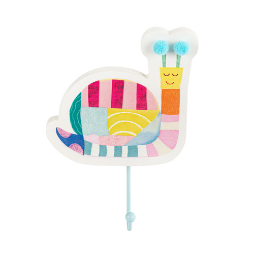 Patchwork Snail Blue Wall Hook - 4x6in slide