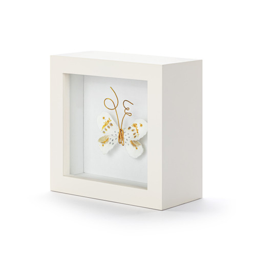 Love From Above White & Gold Butterfly Shadow Box - 4in slide 