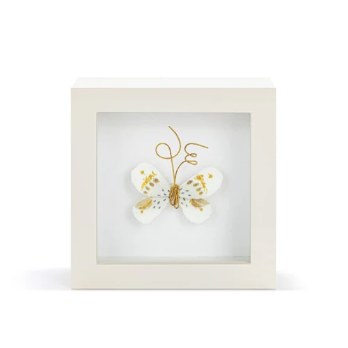 Love From Above White & Gold Butterfly Shadow Box - 4in slide 