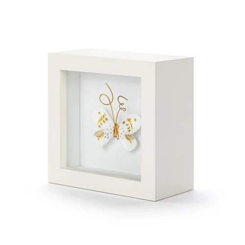 Love From Above White & Gold Butterfly Shadow Box - 4in slide 