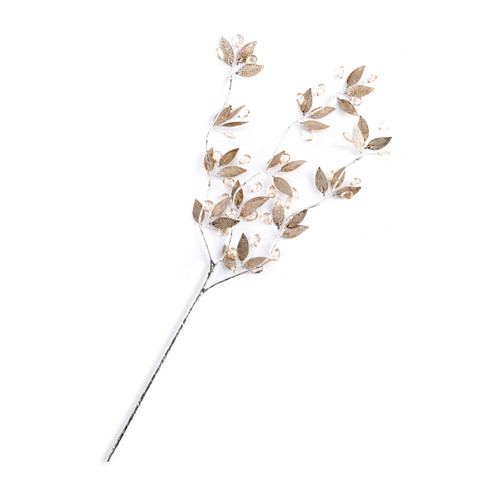 Gold Leaves and Berries Spray Pick - 26in slide 