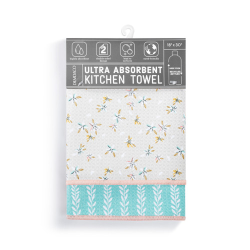 Vintage Floral Absorbent Reversible Towel - 18x30in slide 