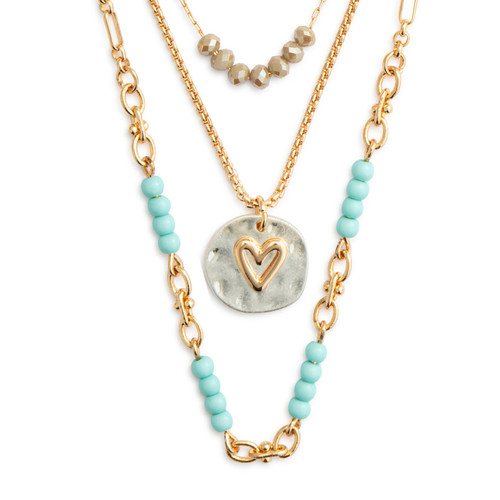 Beaded Love Turquoise Necklace - 24in slide 