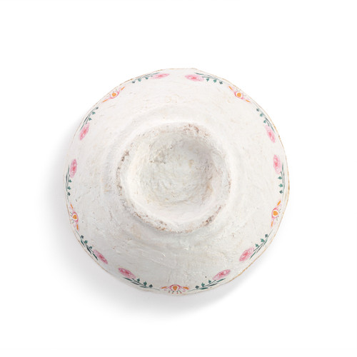 Paper Mache Coral Birds with Gold Rim Bowl - 7.5in slide 