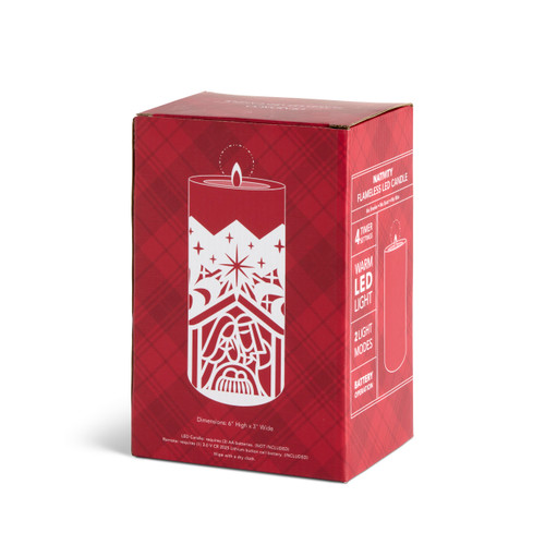 Flameless LED Nativity Pillar Candle - 3x6in slide