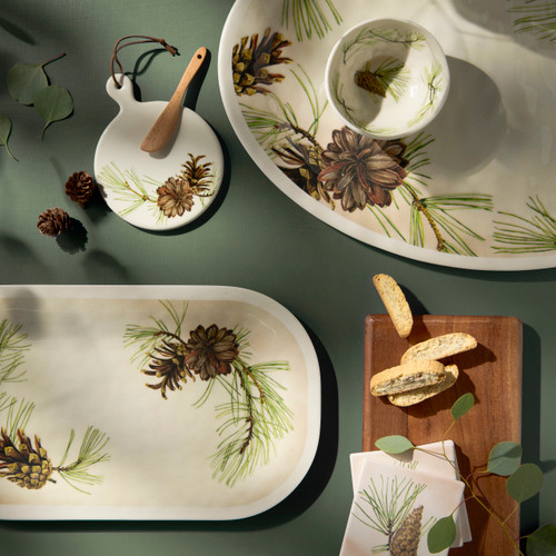 Green Pine Bamboo Large Melamine Oval Platter - 20x14in slide 