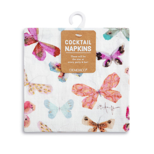 Scattered Butterfly Fabric Cocktail Napkins Set of 4 - 6in slide 