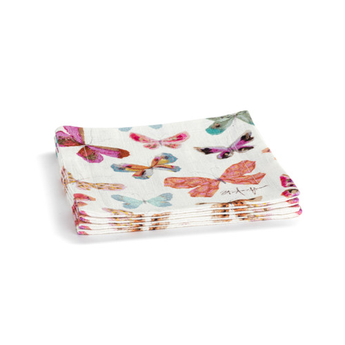 Scattered Butterfly Fabric Cocktail Napkins Set of 4 - 6in slide 