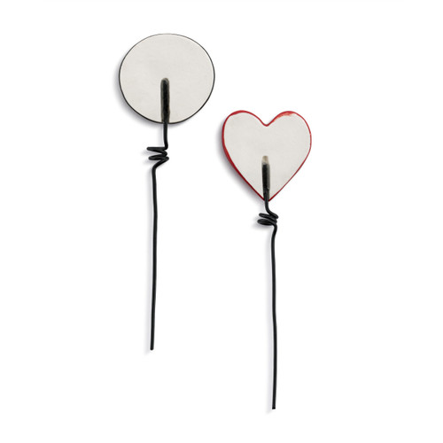 Ceramic Plant Stakes Checker Heart Set of 2 - 2x7in slide 