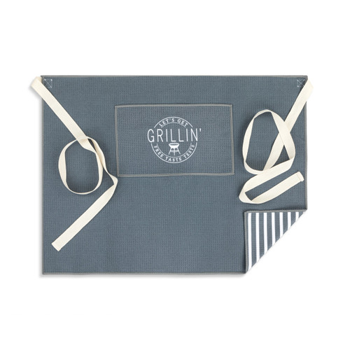 Let's Get Grillin Men's Grey Absorbent Half Apron - 27x20in slide