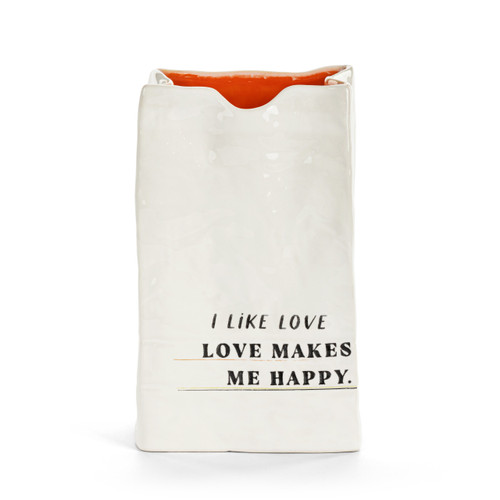 Live From Snack Time Love Makes Me Happy Ceramic Small Notepaper Vase - 4x6in slide 