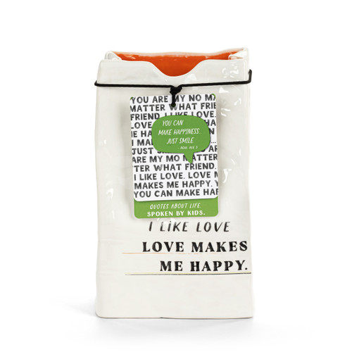 Live From Snack Time Love Makes Me Happy Ceramic Small Notepaper Vase - 4x6in slide 