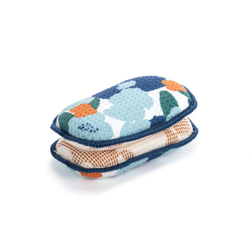 Blue Orange Poppy Absorbent Reversible Sponges Set of 2 - 3x5in slide 