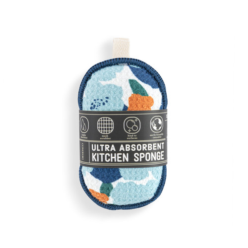 Blue Orange Poppy Absorbent Reversible Sponges Set of 2 - 3x5in slide 