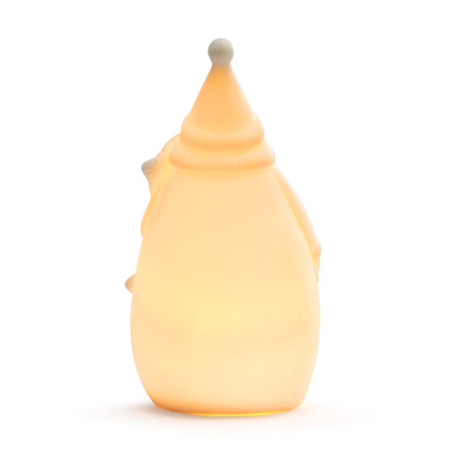 White LED Ceramic Snowman with Scarf Figure - 3x5.5in slide 