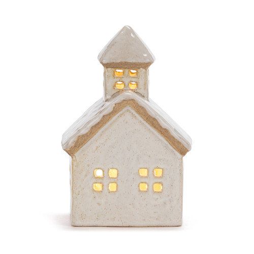 Cream Church LED Ceramic Figure - 4x6.5in slide 