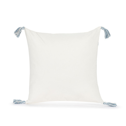 White with Blue Stripe Tassel Square Pillow - 18in slide 