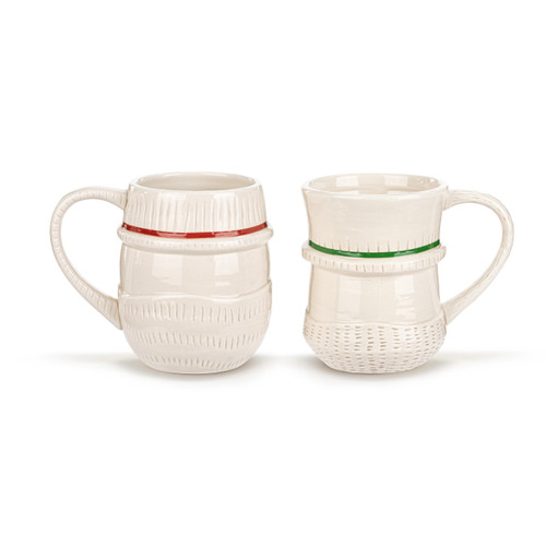 Snowman White and Gold Sculpted Ceramic Cuddle Mugs - Set of 2 slide 