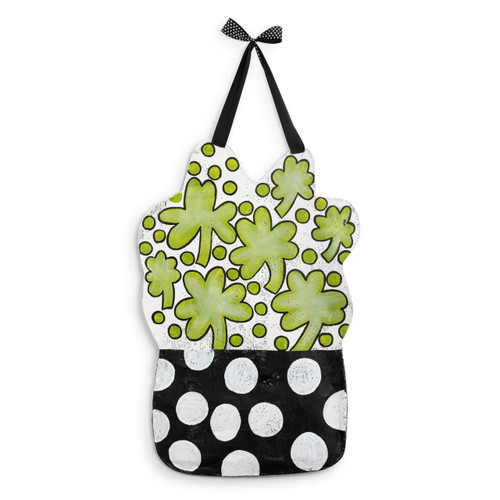 Reversible Daisies in Pot & Shamrock Door Hanger - 20x32in slide 