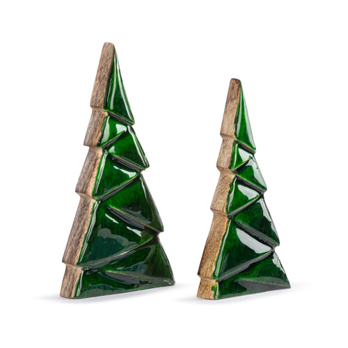 Green Enamel Wood Trees - 2 Assorted slide 