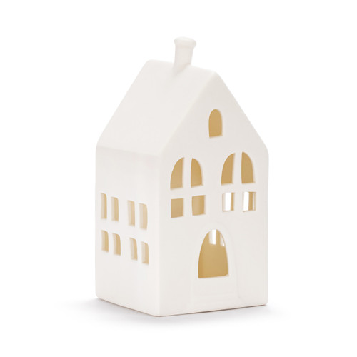 White LED Ceramic House Figure - 3x6in slide 