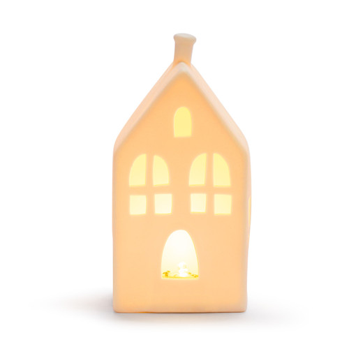 White LED Ceramic House Figure - 3x6in slide 