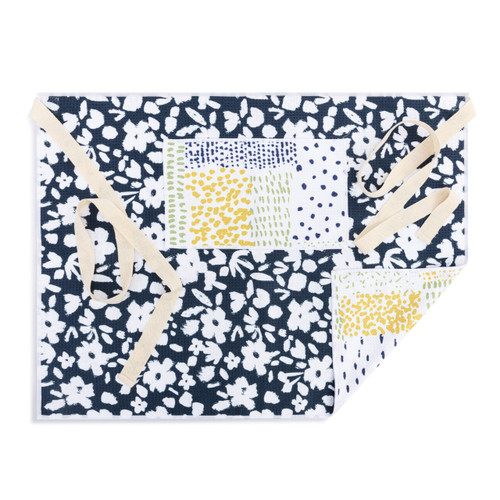Navy Floral Absorbent Half Apron - 27x20in slide 
