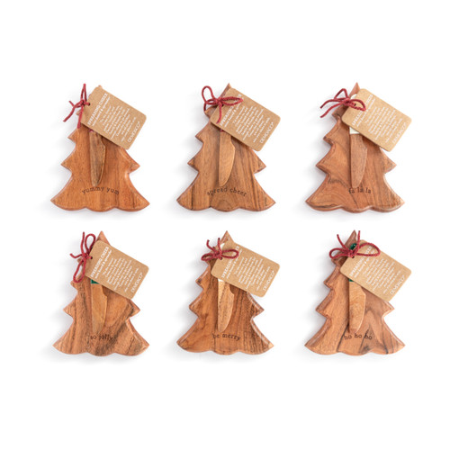 Tree Mini Wood Serving Board 6 Assorted - 5x6.5in slide 