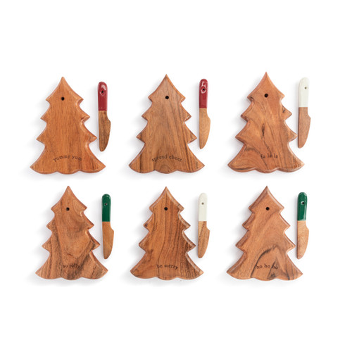 Tree Mini Wood Serving Board 6 Assorted - 5x6.5in slide 