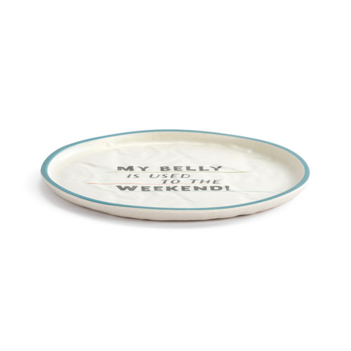 Live From Snack Time Belly Used to the Weekend Melamine Plate - 8in slide 