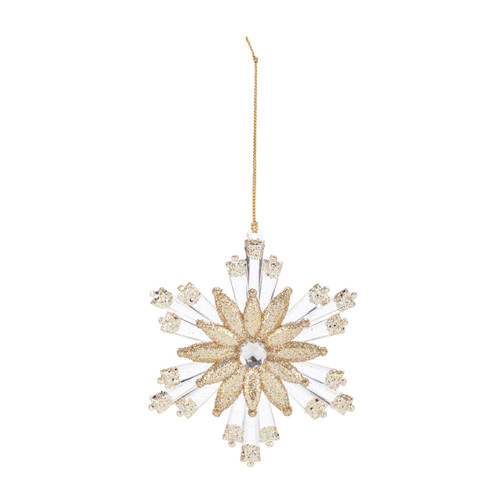 Gold Flower Snowflake Ornament slide 