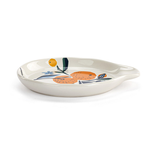 Citrus Blooms Ceramic Spoon Rest - 4.5x6in slide 