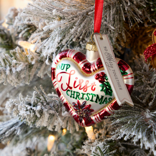 Our First Christmas Milestone Ornament - 4x3in slide