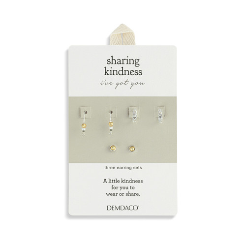 Dainty Bead Silver & Gold Earrings Set of 3 - 12x10mm slide 