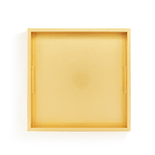 Gold Foil Wood Square Tray - 14in slide 