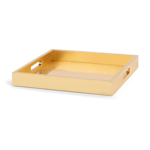 Gold Foil Wood Square Tray - 14in slide 