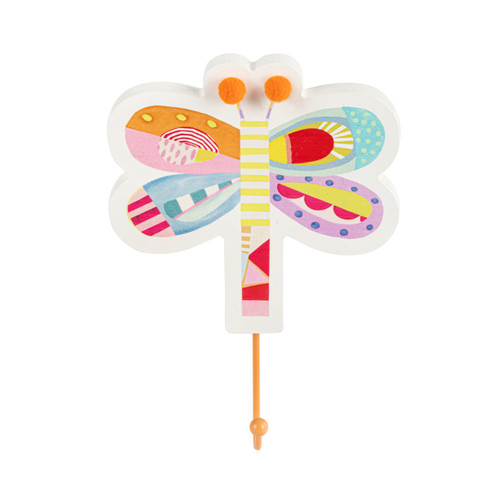 Patchwork Dragonfly Orange Wall Hook - 4x7in slide 