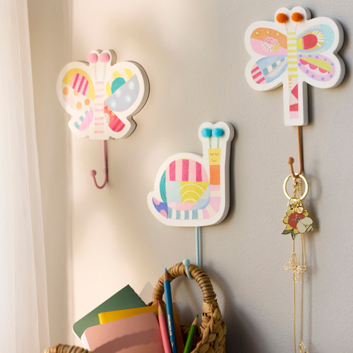 Patchwork Dragonfly Orange Wall Hook - 4x7in slide 