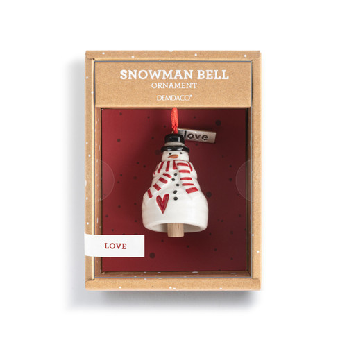 Love Snowman Red Heart Mini Bell Ornament - 1.5x2.5in slide 