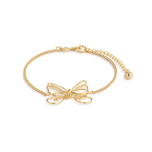 Butterfly Open Charm Gold Bracelet 6.5in slide 